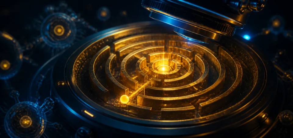 Microchip trasformato in un labirinto luminoso