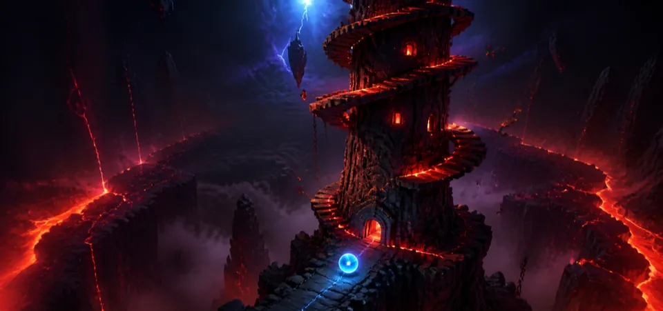 Torre impossibile che sale tra le nuvole